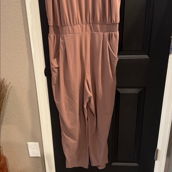 Women's Sleeveless Jumpsuit - Brown/Mauve - Picture 3 of 6